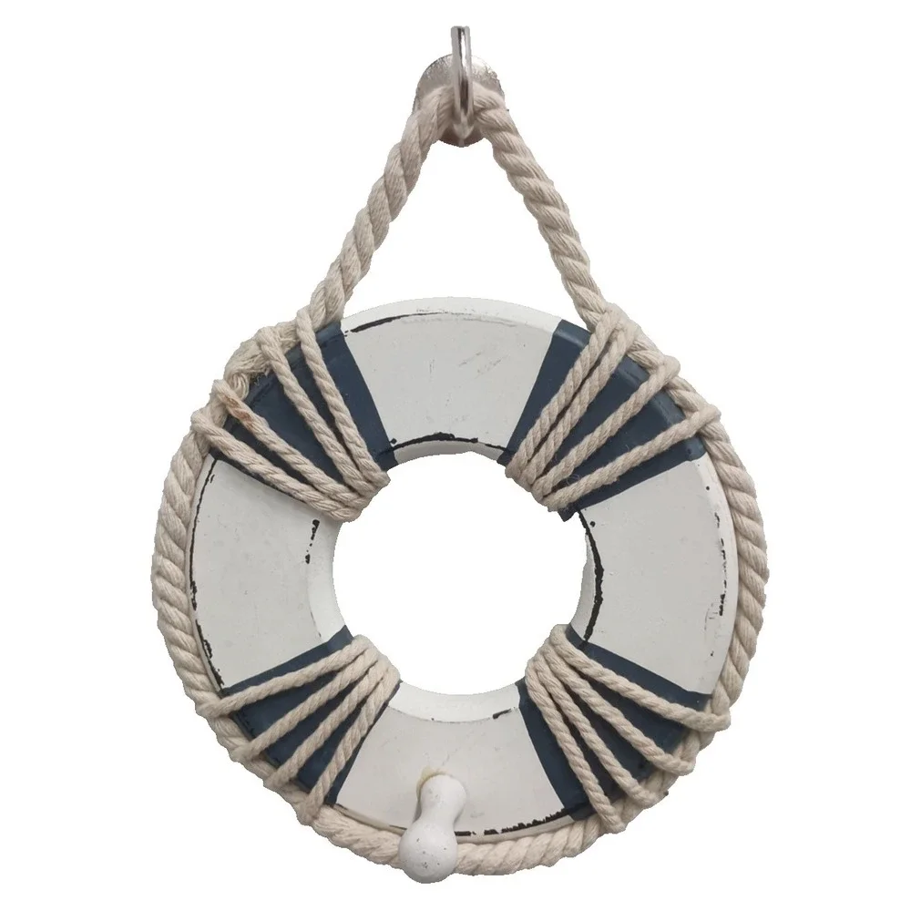 Wood Life Preserver Coastal Nautical Wall Hanging Towel Hook Mayrich Company